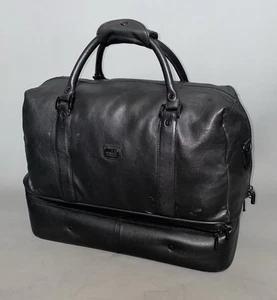 Condotti Handmade Vintage Leather Travel Overnight Dual Compartment Bag, Black - Picture 1 of 11