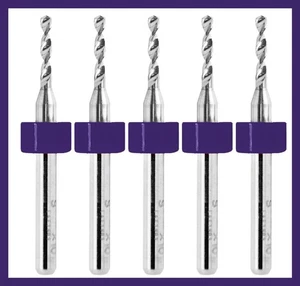 1.30mm .051" Solid Carbide Drill Bits - FIVE PIECES -1/8" Shank 1.3mm R/S - Picture 1 of 4