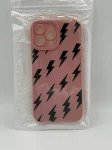 Rosa Silikon iPhone 13 Pro Max Hülle mit schwarzem Blitz - Neu - Bild 1 von 2