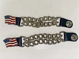 Rot, weiß blau amerikanische Flagge Motorrad Chrom Kette Weste Verlängerung - Bild 1 von 6