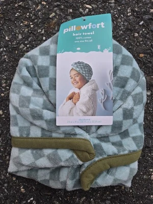 Kids Hair Towel Green Checkered Pillowfort - Image 1 of 4