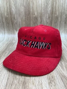 Vintage Chicago Blackhawks Hat Cap NHL Corduroy Snapback Preowned Starter - Picture 1 of 13