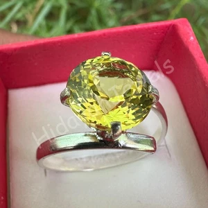 11 MM Natural Yellow Sapphire Handmade Ring 925 Silver Unique Artisan Jewelry. - Picture 1 of 6