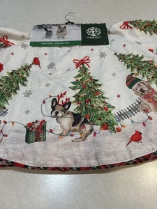 Humane Society Christmas Tree Skirt Dogs Pug Lab French Bulldog Bells Beads 50” - Picture 1 of 8