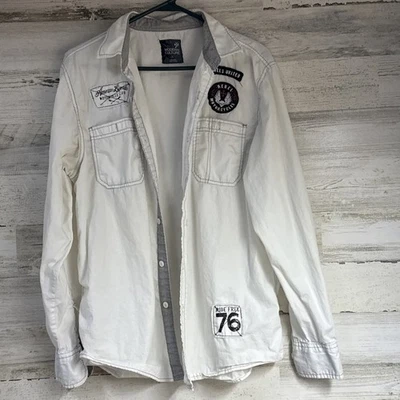 Modern Culture  Men’s White Button Down Shirt Size Large With Decals - Image 1 of 4