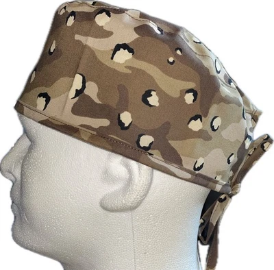 Brown Desert Chocolate Chip Camo Scrub Hat Chemo Cap - Image 1 of 4