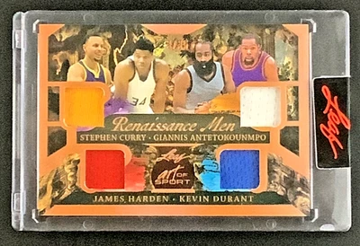 Hoja Arte del Deporte 2023 Renacimiento Curry, Harden, KD, Antetokounmpo/35 Parche SP Foto 1 de 2