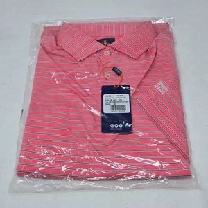 NUEVO CON ETIQUETAS POLO DE GOLF DONALD ROSS SPORT ASHER ROSA RAYAS PARA HOMBRE TALLA M SELLADO - Imagen 1 de 4