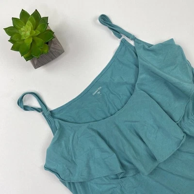 Maxi Vestido Para Mujer Garnet Hill Correa de Espagueti Volantes Talla L Azul Teal Comodidad Foto 1 de 4