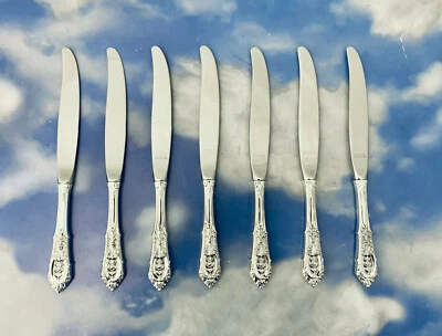 JUEGO DE 7 CUCHILLOS ROSE POINT DE WALLACE PLATA ESTERLINA ~ ALTA CALIDAD  Foto 1 de 3