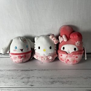 Squishmallow Sanrio Lot of 3 Hello Kitty and Friends Sakura 6.5 Inch Plush New