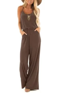 Women Casual Sleeveless Spaghetti Strap Jumpsuits Loose Sexy V Neck Wide Leg ... - Picture 1 of 6