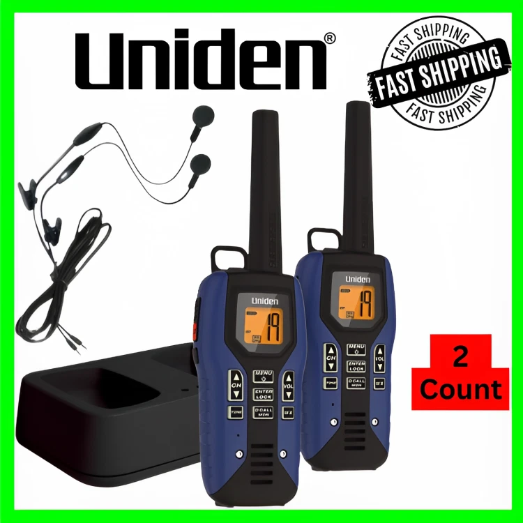 Uniden Walkie Talkie  Radio Set Outdoor Headset Kit Waterproof Rechargeable NOAA - Image 1 of 4