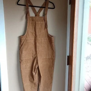 Aerie corduroy  Cotton Blend Fall Brown Overalls Size S unfinished Hem - Picture 1 of 12