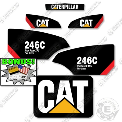Fits Caterpillar 246C Decal Kit Skid Steer - 7 YEAR OUTDOOR 3M VINYL! - Image 1 of 2