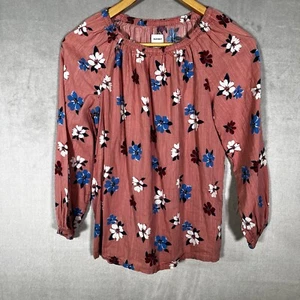 Old Navy Pink Floral Lace Up Tie Neck Long Sleeve Top Tunic Sz XL Girls - Picture 1 of 9
