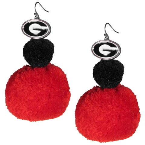 Georgia Bulldogs Dangle Pom Pom Earrings NCAA Licensed Jewelry Cover