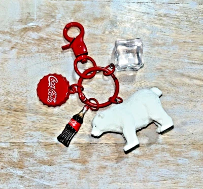 Coca Cola Keychain Polar Bear Bottle Top Coke Bottle Logo Dangle Key Chain Ice - Image 1 of 4