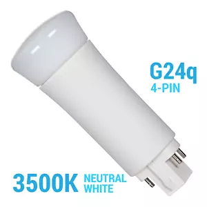 S29859 LED CFL PL Replacement Vertical Bulb 9W 4-Pin G24q 3500K Neutral White - Picture 1 of 10