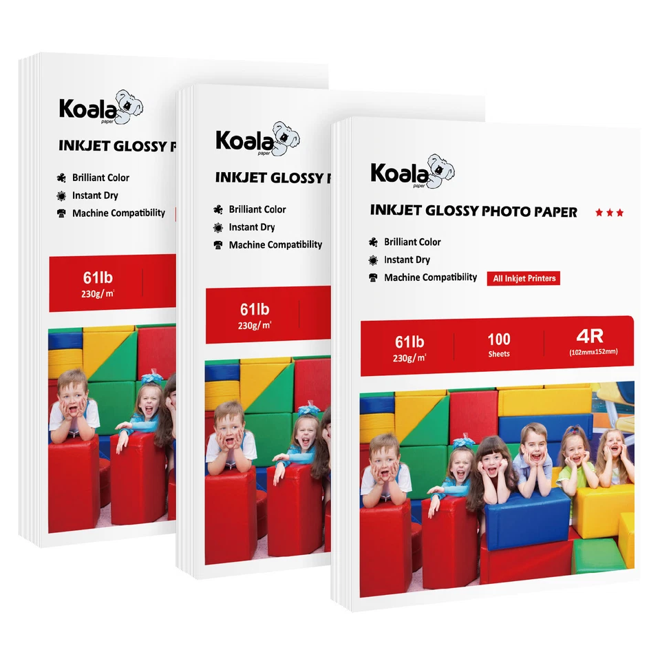 300 Koala Glossy Photo Paper 4x6 61lb Inkjet Printer Epson HP Canon Heavyweight - Image 1 of 4
