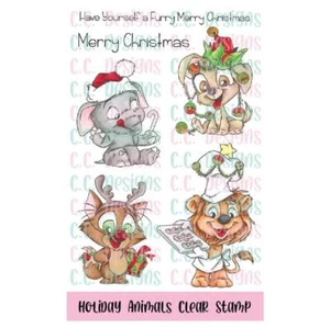 C.C. Designs, clear stamp, Roberto's Rascals - Holiday Animals - Picture 1 of 1