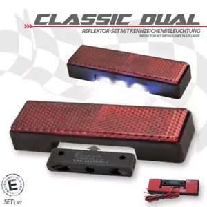 universal Reflektor und LED Kennzeichenbeleuchtung Rückstrahler rot Motorrad KFZ - Picture 1 of 1