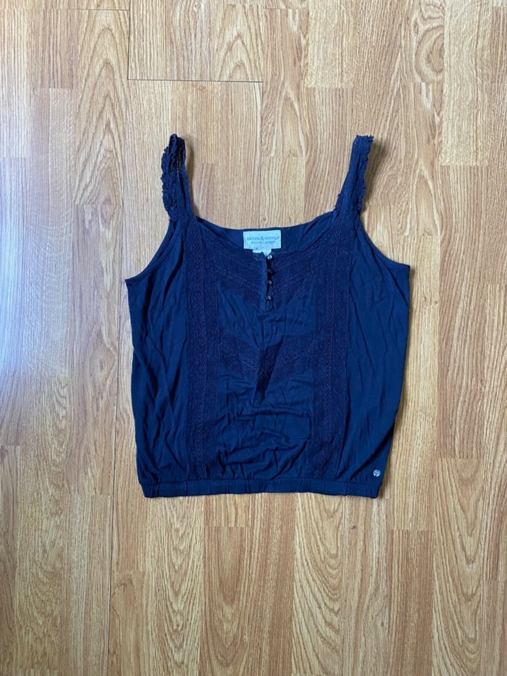 Denim & Supply Ralph Lauren женский размер маленький темно-синий майка кружевная без рукавов  - Изображение 1 из 4