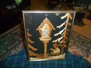 Vintage German Playing Flute Christian Religion Straw Art Wall Hanging Or Stands - Picture 1 of 6