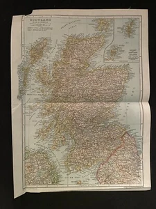 Map: 1910 Scotland - cities, islands, borders, Encycl. color,  11.5"w  x  15"h - Picture 1 of 1