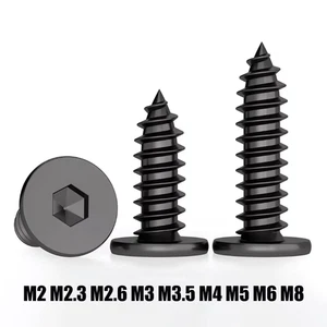 Black 304 Stainless Allen Socket Ultra Thin Flat Wafer Head Self Tapping Screws - Picture 1 of 17