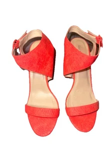 Call It Spring Coral Red Heels Women’s Strappy Style Size 10 Sandals Shoes - Picture 1 of 9