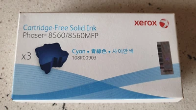 Genuine Xerox 108R00903 Cyan Solid Ink for Phaser 8560 / 8560MFP 3 pack BrandNew - Image 1 of 3