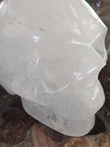 6.5"Natural Clear Quartz Carved Crystal Skull Realistic Skeleton Healing 5005 - Picture 1 of 12