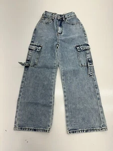 Shein Blue Denim Cargo Pants Boys Size 8Y - Picture 1 of 7