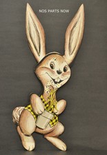 Vintage 1950s Beistle Easter Bunny Rabbit w/ Folding Ears Die Cut Decoration