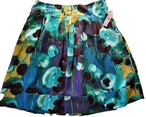 Neu mit Etikett! Worthington Ocean Depths Floral Plissee gefüttert Seitenreißverschluss Midirock Gr 12 - Bild 1 von 5