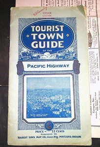 Seltener 1945 Tourist Town Guide PACIFIC HIGHWAY: 27 Stadtpläne + PORTLAND OR FOLDOUT - Bild 1 von 8