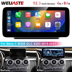 12.3'' Android Car GPS For Benz C W205 GLC X253 2015-2021 Video Player 4GB+64GB - Picture 1 of 12