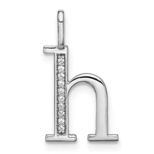 14K White Gold Diamond Lower Case Letter H Initial Pendant Gift for Mother - Picture 1 of 4