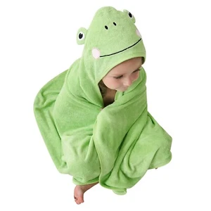 HIPHOP PANDA Large Bath Hooded Towel Rayon Bamboo Frog 30 x 30 Inch Baby Toddler - Picture 1 of 7