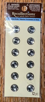 Recollections 12 Pcs Clear Gemstone Brads Bling Gems Rhinestone Scrapbook Embell - Image 1 of 4