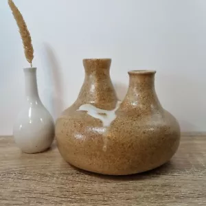Double Spout Studio Pottery Vase Handmade Wabi Sabi Organic Japandi Decor - Picture 1 of 10