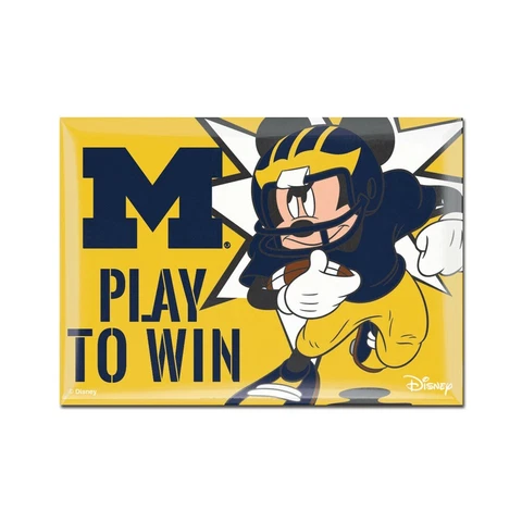 MICHIGAN WOLVERINES MICKEY MOUSE PLAY TO WIN 2.5" x 3.5" METAL MAGNET WINCRAFT Cover