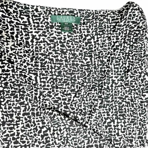 Lauren Ralph Lauren Dress Women's 16W White Black Midi Faux Wrap Graphic Print - Picture 1 of 11