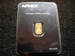 APMEX 1/2 GRAM 24 KT 9999 FINE GOLD BAR