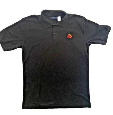Vintage McDonalds 1990's Original Employee Polo Shirt Crest Brand Size M Black - Image 1 of 4