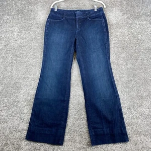 Ann Taylor LOFT Curvy Flare Jeans Women's 4 Blue Low Rise Dark Wash Flap Pockets - Picture 1 of 12