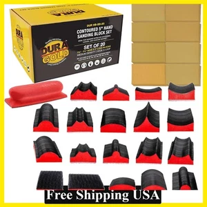 20Pcs Contoured Profile 5" Hand Sanding Block w 40 Sheet Hook & Loop Sandpaper - Picture 1 of 8