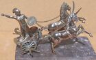Vintage Antique Solid Brass chariot Horses Roman era display racing large diaram