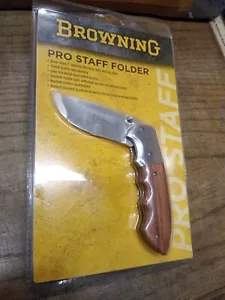 Vtg NOS Browning Pro Staff Folding Knife with Pouch 3" Stainless Locking Blade - Picture 1 of 4